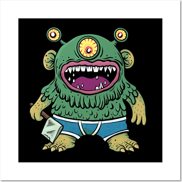 Monster In Underpants With Axe Wall Art by RGB Ginger